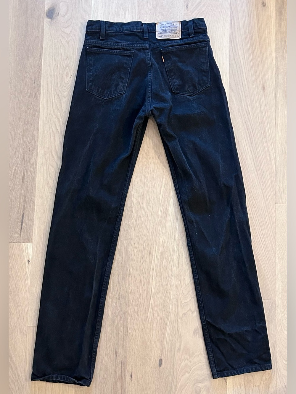 Vintage 1996 Levis 505 Orange Tab Straight Leg Black Jeans - Size 32x34